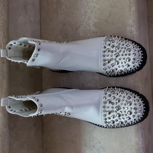 White studded ankle boots. Size 8